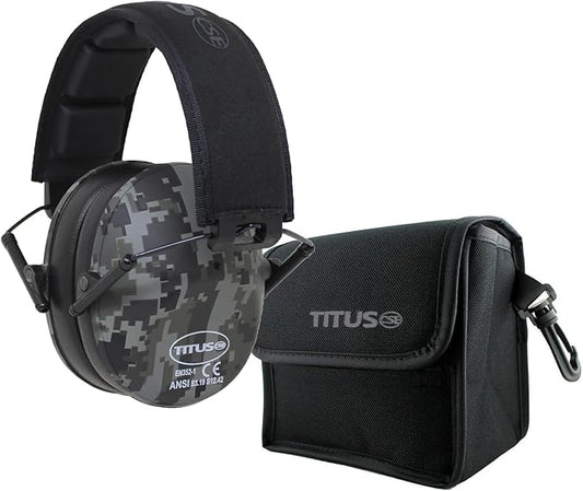 TITUS 2-Series Premium Low Profile Earmuffs, ANSI Rated, High NRR Noise Reduction, Durable Sport Band, Hearing Protection PPE