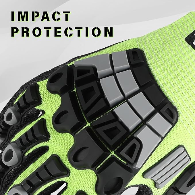 Work Gloves Men Women, A5 Cut Resistant Gloves, Impact Gloves, Heavy Duty Work Glove with Grip, Touch Screen Mens Work Gloves
