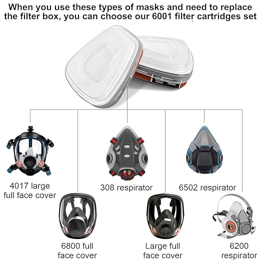 6001 Filter Cartridges for Respirator Mask with Filters, Dust-Proof, Painting-Proof, Organic Vapor, Pollen and Chemical Cartridges (Brown)