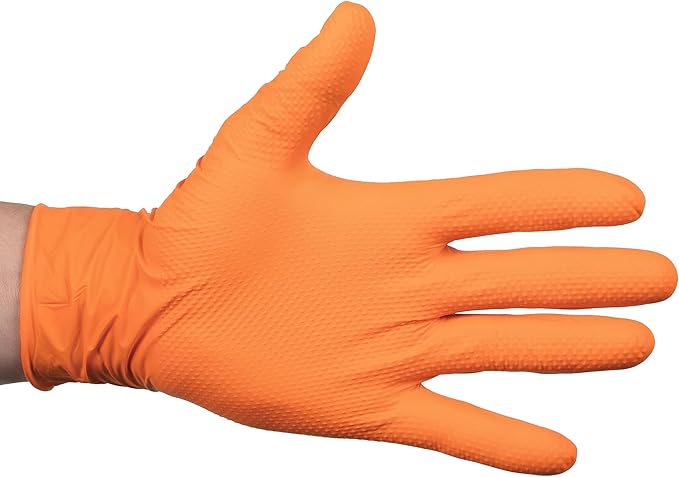 ForPro Heavy Duty Disposable Nitrile Gloves, Orange