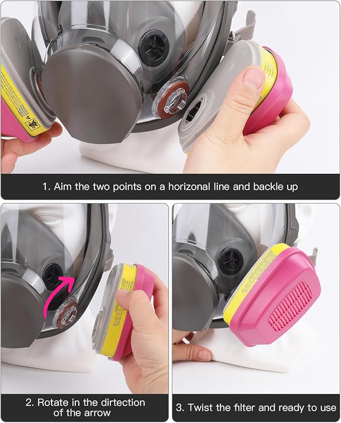 Respirator Mask with Filters - Reusable Gas Mask Against Organic Vapor Chemicals Spray Paint