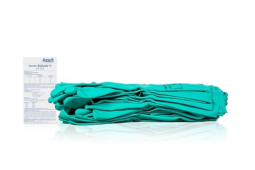 Alphatec Solvex 37-155 Nitrile Industrial Unflocked Chemical-Resistant Gloves for Food, Mechanics, Utilities - XL, Green (12 Pairs)