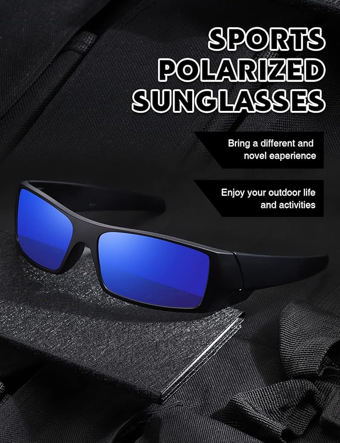 Polarized Sunglasses Men Womens Trendy Retro Sports Rectangular Wrap Around Vintage Shot Shield