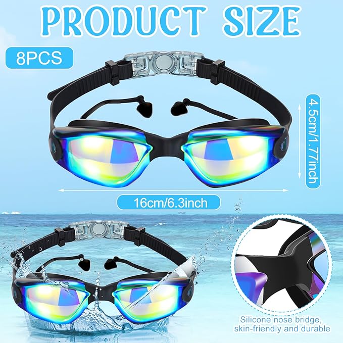 Konohan 8 Pack Kids Goggles Swim Goggles for Adult Kids Swimming Glasses Anti Fog Silicone No Leak Pool Glasses