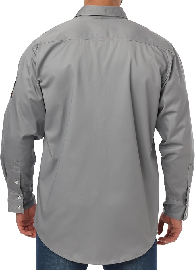 JKSafety 7oz FR Shirts for Men Women NFPA 70E 2112 ARC 2 Fire Resistant Welding Shirts FRC Long Sleeve Safety Workwear