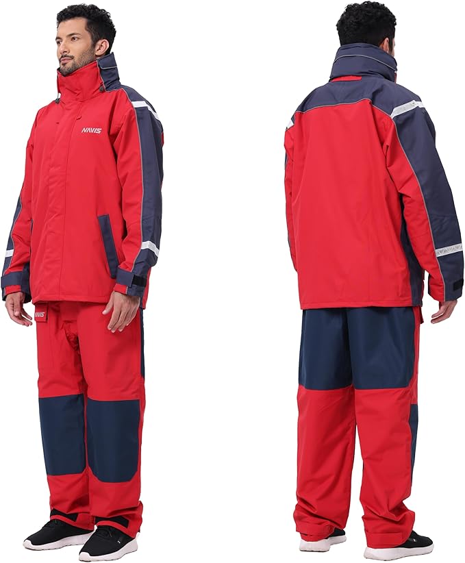Men’s Waterproof Sailing Jacket & Bib Set – Coastal Breathable Hard Shell, Hi-Vis Hood, Cordura Reinforced