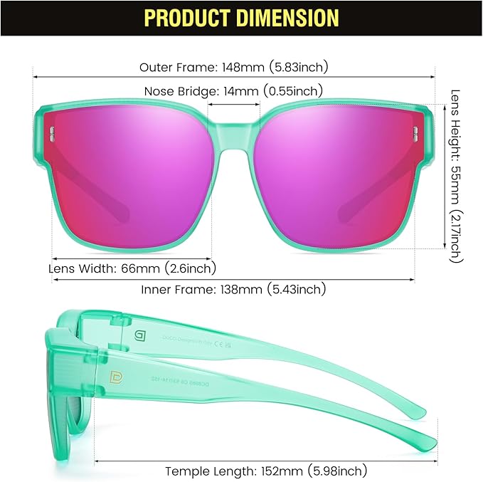 DUCO Fit Over Sunglasses for Men Women Wear Over Glasses Retro Wrap Around Polarized Sun Glasses UV400 Protection DC8981