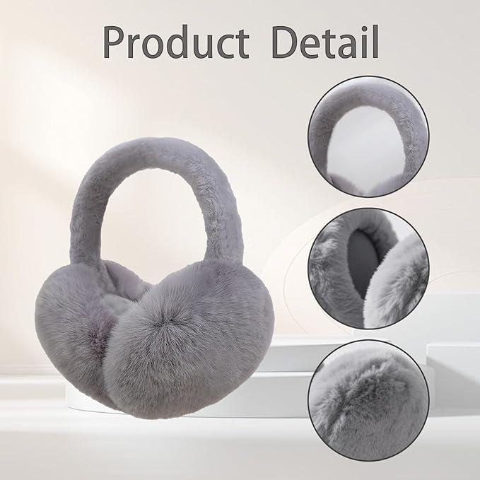 Ear Muffs for Winter Women Men, Adjustable Faux Fur Earmuffs, Fluffy Ear Warmers, Foldable Ear Warmer Earmuffs