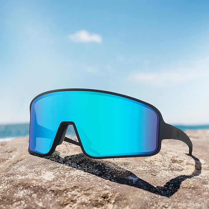 MAXJULI Polarized Sunglasses for Men Women, Windproof Outdoor Sports Cycling Running UV400 Protection Sun Glasses 8121