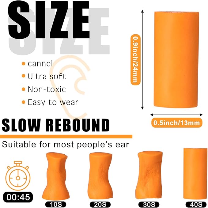 800 Pair Foam Ear Plugs Bulk for Sleeping Noise Cancelling 32db Disposable Comfortable Soft Ear Plugs Hearing Protection Quiet Sleep for Sleeping Snoring Shooting Music Concert