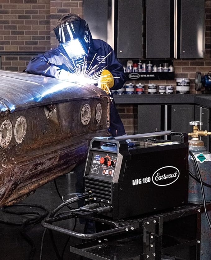 Eastwood 180 Amp MIG Welder Machine Dual Voltage 110V 220V for Steel & Aluminum | Auto Restoration Welding Machine