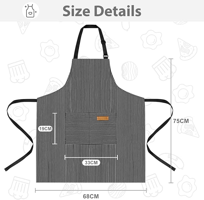 2 Pack Aprons for Women with Pockets, Kitchen Cooking Apron for Men,Waterproof Apron Suitable for Chefs, Waiters, Baking, and Nail Technicians