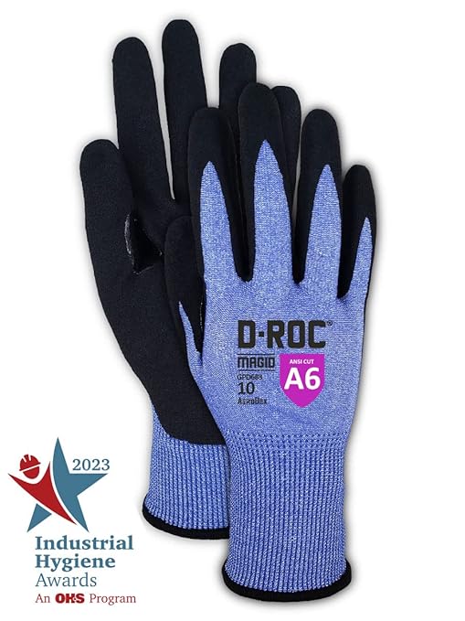 MAGID D-ROC AeroDex ANSI A6 VersaTek Grip Coated Work Glove, 144 Pairs, Size 9/Large (GPD683)