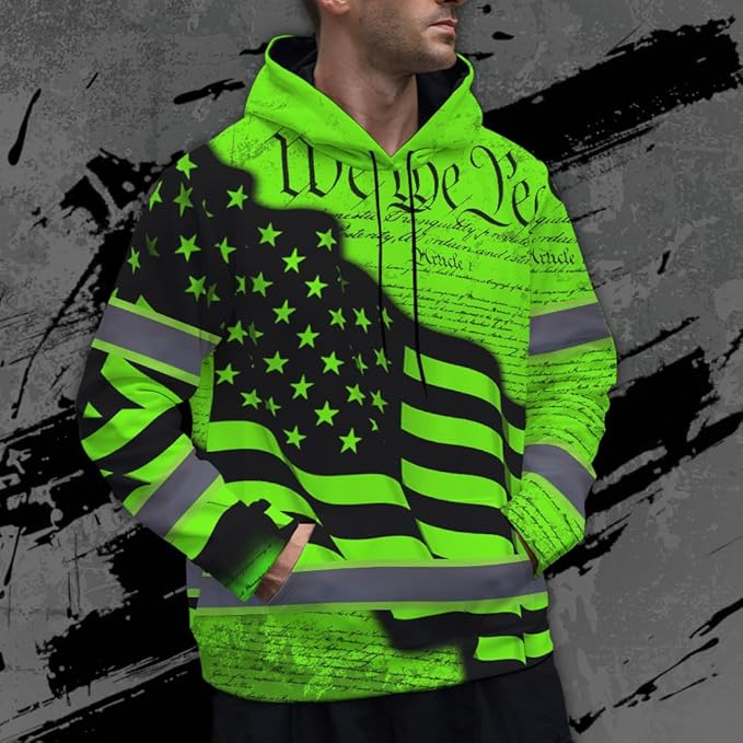 Maddly High Visibility US Flag Collection Safety Workwear Custom Name for Workers, Runners, Truckers, Patriotic