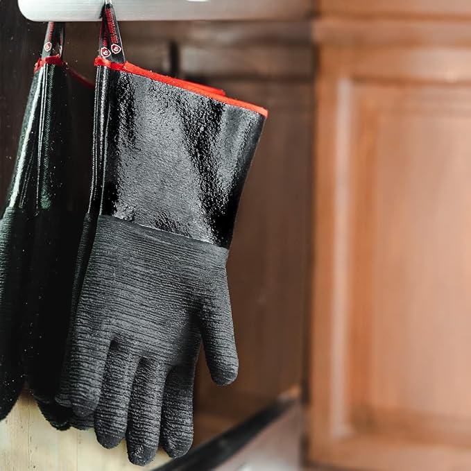 Grill Armor BBQ Gloves – Waterproof Extreme Heat Resistant 932F Oven Gloves for Cooking, Grilling, Baking, Camping – Handle Hot Food in Kitchen, Smoker, Cast Iron, Fire Pit, Pizza, Fryer, Barbecue