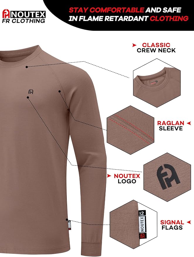 FR Shirts for Men NFPA2112 Flame Resistant Shirts 6.0oz Light Weight Long Sleeve Fire Retardant Shirts