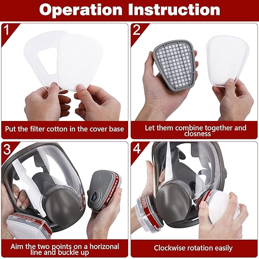 Full Face Reusable Respirаtor Mask - Organic Gas Dust Chemical Respirator w/Extra Filters for Paint Sprayer, Woodworking, Painting, Machine Polishing, Welding, Epoxy Resin and Other Work Protection