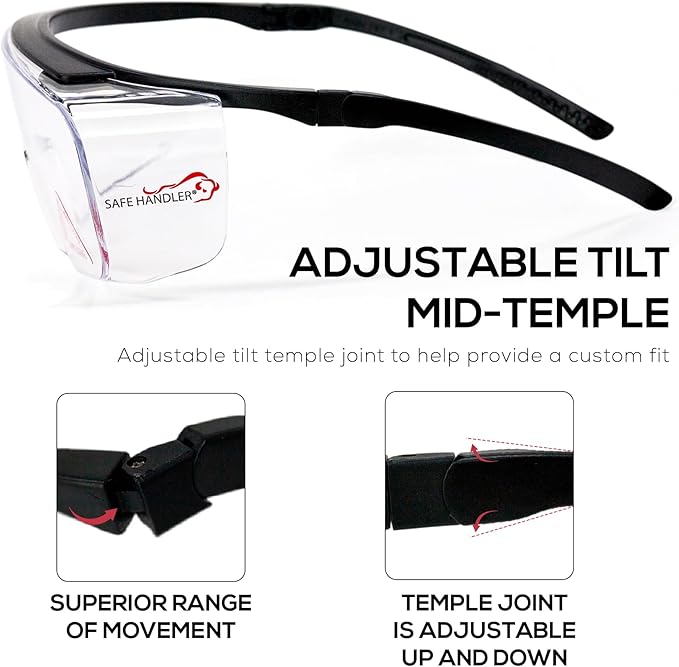 Duarte Premium Safety Glasses Over Eyeglasses; ANSI Z87.1 Impact Resistant Polycarbonate Lenses with Anti-Fog & Scratch, UV400 Protection Safety Goggles