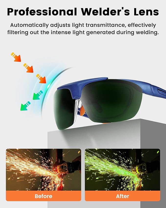 Welding Glasses, Safety Welding Goggles Coating Polycarbonate Lens Anti-Fog Anti-Scratch UV-Protective