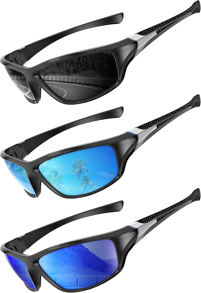 Polarized-Sunglasses-Men Sports Mens-Sunglasses: Sun-Glasses with UV400 Protection for Driving Golf Fishing Running