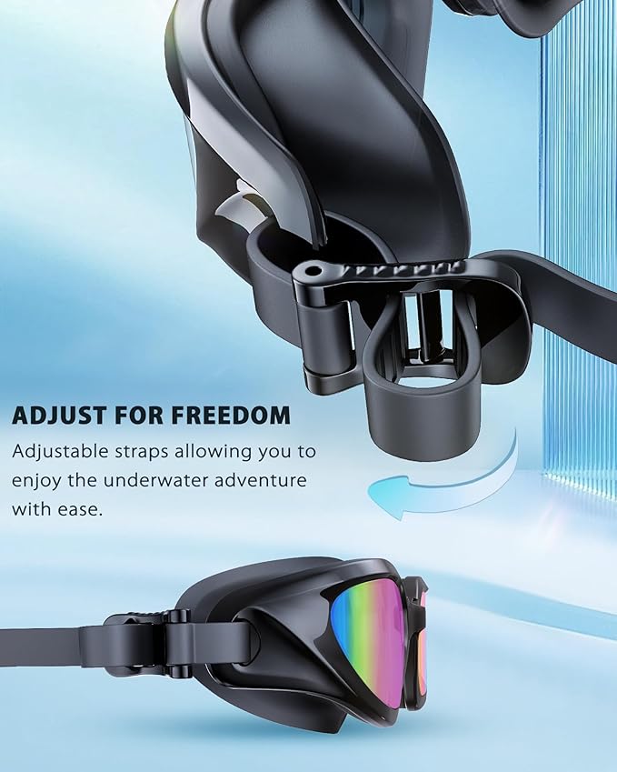 Swim Goggles, Unisex Adult Swimming Goggles Upgraded Anti Fog Anti UV No Leakage Wide View for Men Women Youth