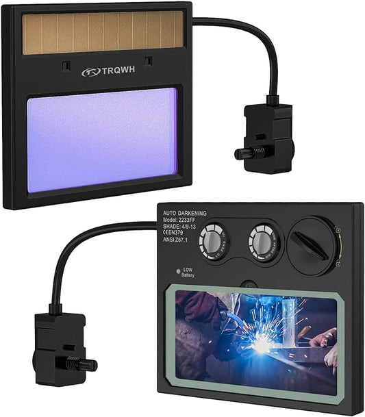 HD Auto Darkening Welding Lens 4.33"x3.54" Solar True Color Filter with 2 Arc Sensor Adjustable Shade Range 4/9-13 Replacement Welding Helmet Accessories for TRQWH Welding Hood