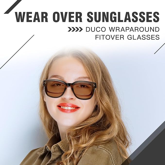 DUCO Fit Over Sunglasses for Men Women Wear Over Glasses Retro Wrap Around Polarized Sun Glasses UV400 Protection DC8981