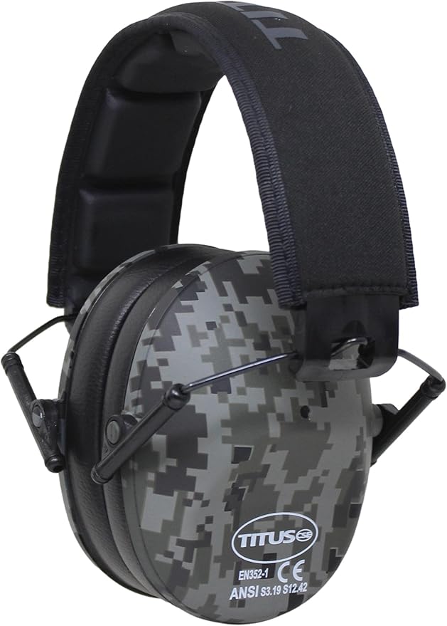 TITUS 2-Series Premium Low Profile Earmuffs, ANSI Rated, High NRR Noise Reduction, Durable Sport Band, Hearing Protection PPE