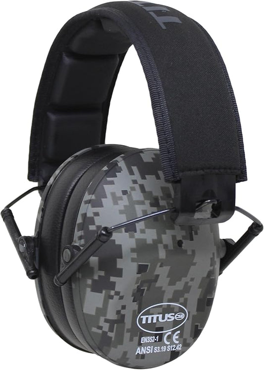 TITUS 2-Series Premium Low Profile Earmuffs, ANSI Rated, High NRR Noise Reduction, Durable Sport Band, Hearing Protection PPE