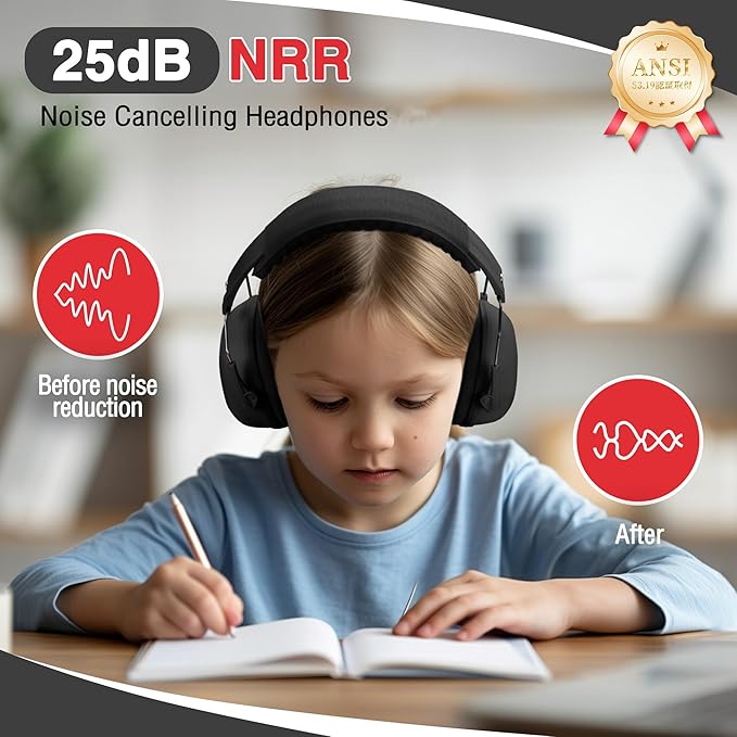 WORKPRO Noise Cancelling Headphones for Kids, NRR 25dB Kids Ear Protection, Autism Noise Reduction Ear Muffs