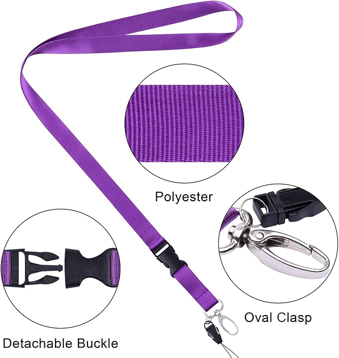Wisdompro Office Lanyard, 5 Pack 22.5 inch Neck Strap Lanyard Keychain with Detachable Buckle, String Loop and Oval Clasp for Keys, ID Badges, USB Flash Drive, Phones, Name Tags - Assorted Colors