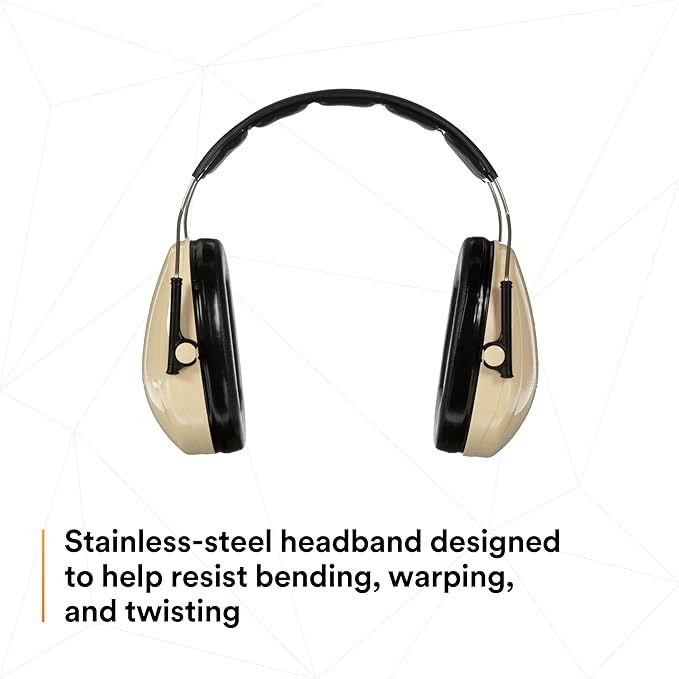 3M PELTOR Hearing Protection Optime 95 Earmuffs, Adjustable Earcups, E-A-Rfit Compatible, Stainless Steel