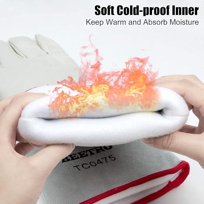 BEETRO -292℉/-180℃ or Above Antifreeze Gloves for Dry Ice Handling Liquid Nitrogen Sponge and Cotton Inner