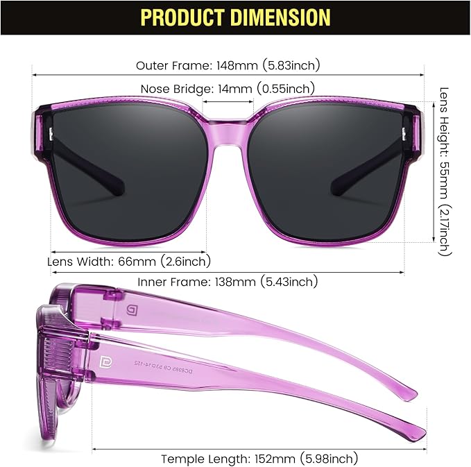 DUCO Fit Over Sunglasses for Men Women Wear Over Glasses Retro Wrap Around Polarized Sun Glasses UV400 Protection DC8981