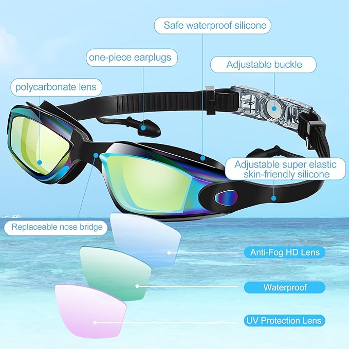 Konohan 8 Pack Kids Goggles Swim Goggles for Adult Kids Swimming Glasses Anti Fog Silicone No Leak Pool Glasses