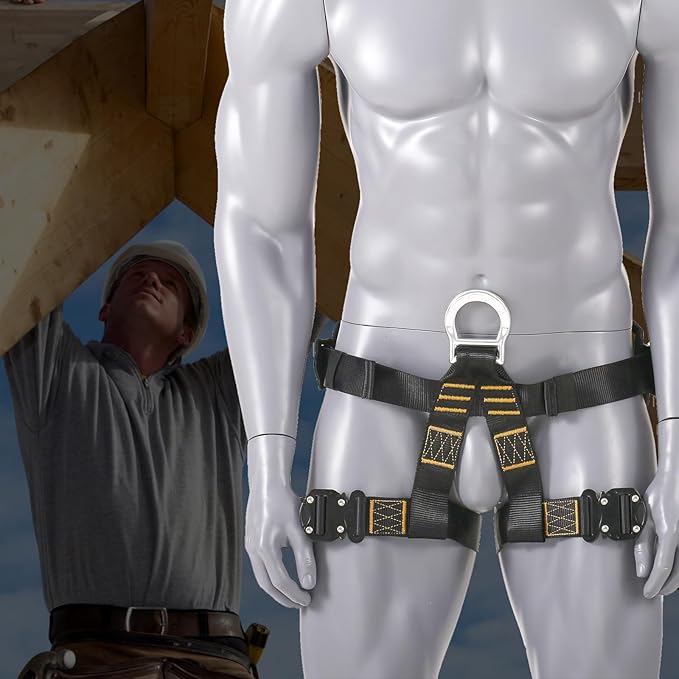 VEVOR Half Body Safety Harness, Tree Climbing Harness with Added Padding on Waist and Leg, Half Protection Harness 340 lbs, ASTM F1772-17 Certification, for Fire Rescuing Caving Rock Climbing