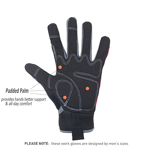 HANDLANDY Work Gloves Men & Women, Utility Safety Working Gloves Touch Screen, Flexible Breathable Yard Work Gloves (Medium, Red)