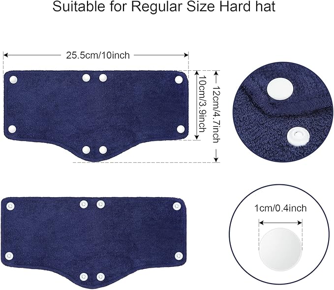 24 Pieces Hard Hat Sweatband, Cotton Helmet Sweatband Hard Hat Liner, Washable Sweat Band Reusable Safety Sweat Band Snap Hard Accessories (Dark Blue,Gray,Black)