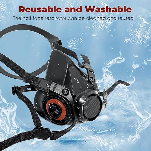 ANUNU Respirator Mask with Filters, Reusable Dust Respirator Mask for Painting, Gases, Dust, Chemical, Organic Vapors, Epoxy Resin, Welding