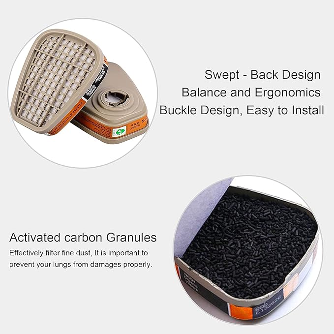 Reusable Active Carbon Respirator, Face Cover Set for Painting Against Dust/Organic Vapors/Smells/Fumes/Sawdust/Asbestos Suitable for Painting,Staining,Car Spraying,Sanding &Cutting