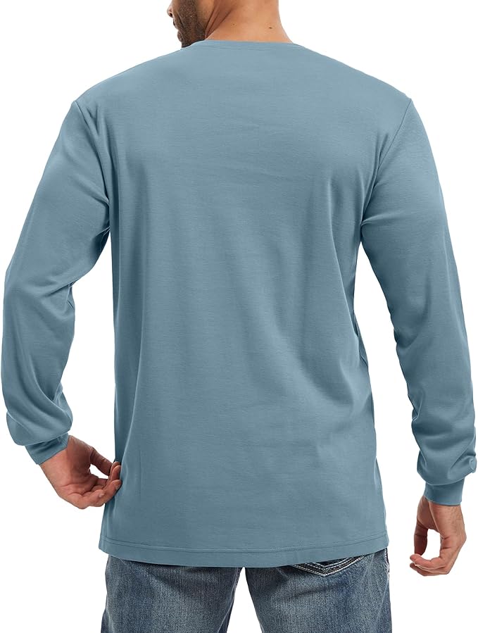 WORKWEYA Men's FR Shirts 6.5oz Lightweight Long Sleeve Flame Resistant T-Shirt NFPA 2112/CAT2