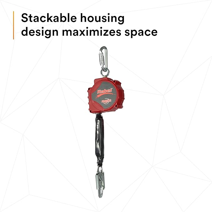 3M DBI-SALA 20' PROTECTA Rebel Single Leg Self-Retracting Polyester Web Lifeline with Steel Snap Hook, Swiveling Anchorage and Anchorage Carabiner,3100431,Red/Black