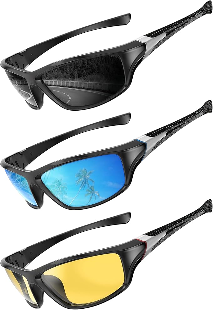 Polarized-Sunglasses-Men Sports Mens-Sunglasses: Sun-Glasses with UV400 Protection for Driving Golf Fishing Running