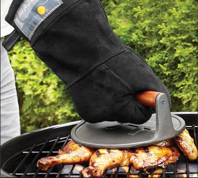 Outset Black Leather Grill Mitt 8.5” x 17”