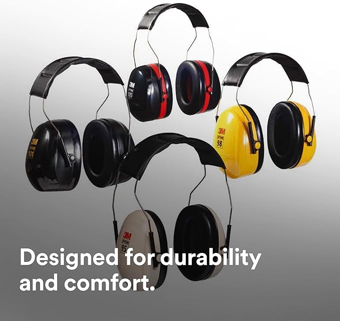 3M PELTOR Hearing Protection Optime 95 Earmuffs, Adjustable Earcups, E-A-Rfit Compatible, Stainless Steel
