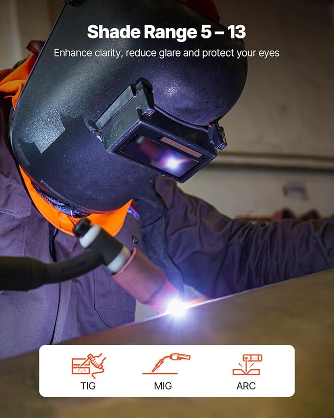 VEVOR Auto Darkening Welding Lens 4.25" x 2", Shade 5-13 Adjustable True Color Welding Lens with Dual Arc Sensors & Gold Coating, Compatible with Most Welding Helmets for TIG, MIG, MMA Applications
