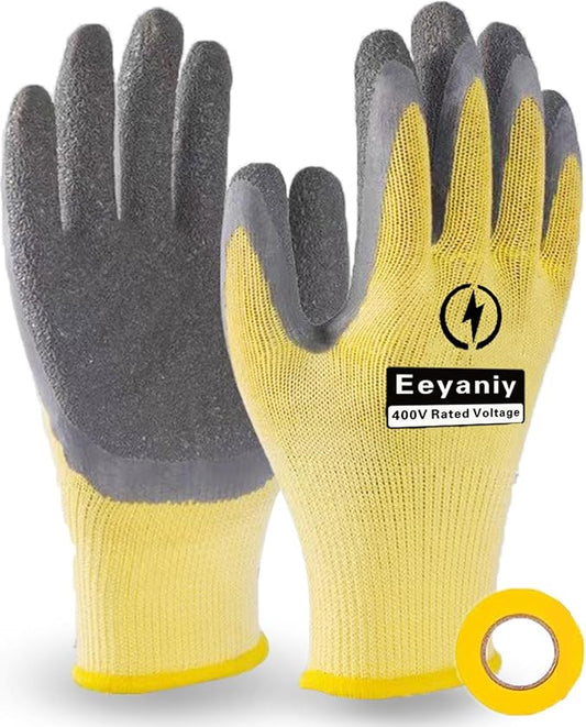 Electrician Gloves 400V Insulated Work Gloves High Voltage Insulated Rubber Non-Slip Electrical Gloves