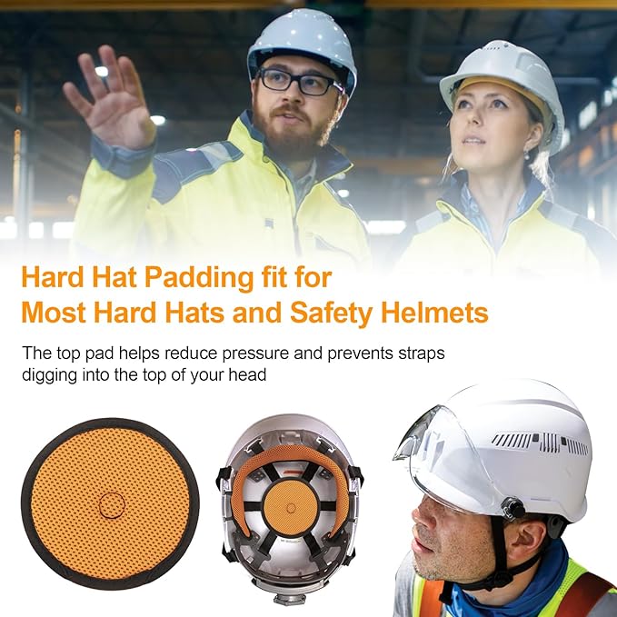 Hard Hat Top Pad Liner Replacement, Hard Hat Padding fit for Most Construction and Work Helmets, Cooling Inserts Reusable Washable Top Pad Suspension Cushion Replacement Accessorie - Orange 8 Pack