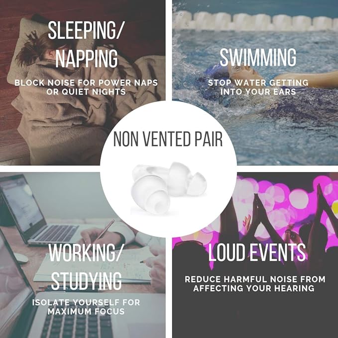 Ear Plugs for Sleeping with Case by LaloLab - 2 Types of Reusable Earplugs Sound Blocking - Ideal for Sleep & Snoring, Travel, Swimming, Concert, Work - The Kit Comes with Elegant Gift Box (Medium)
