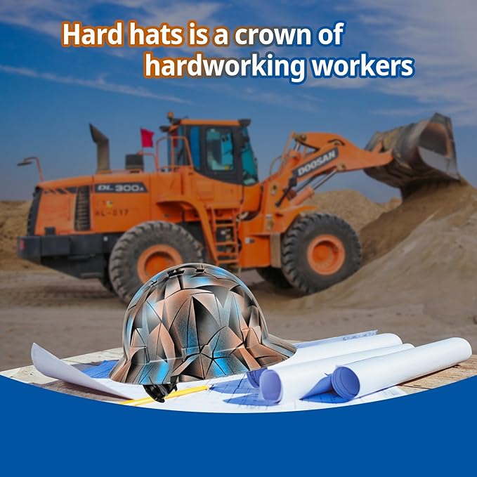 Full Brim Hard Hat - OSHA Safety Helmet Durable Lightweight Carbon Fiber Hard Hat, 6-Point Ratchet Suspension Protective Gear for Men and Women